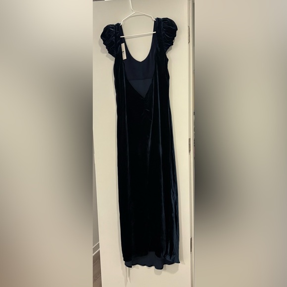 Reformation Rhia Velvet Dress Blue - Size 10 - Picture 6 of 6